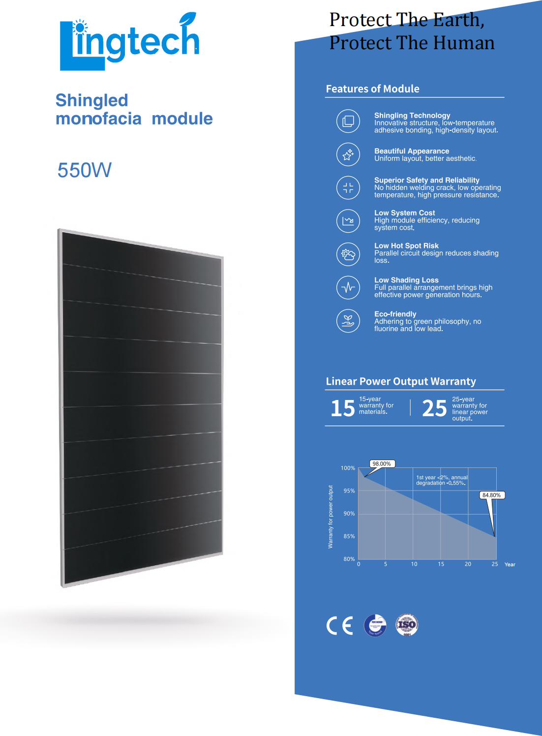 550w shingled mono solar panel 