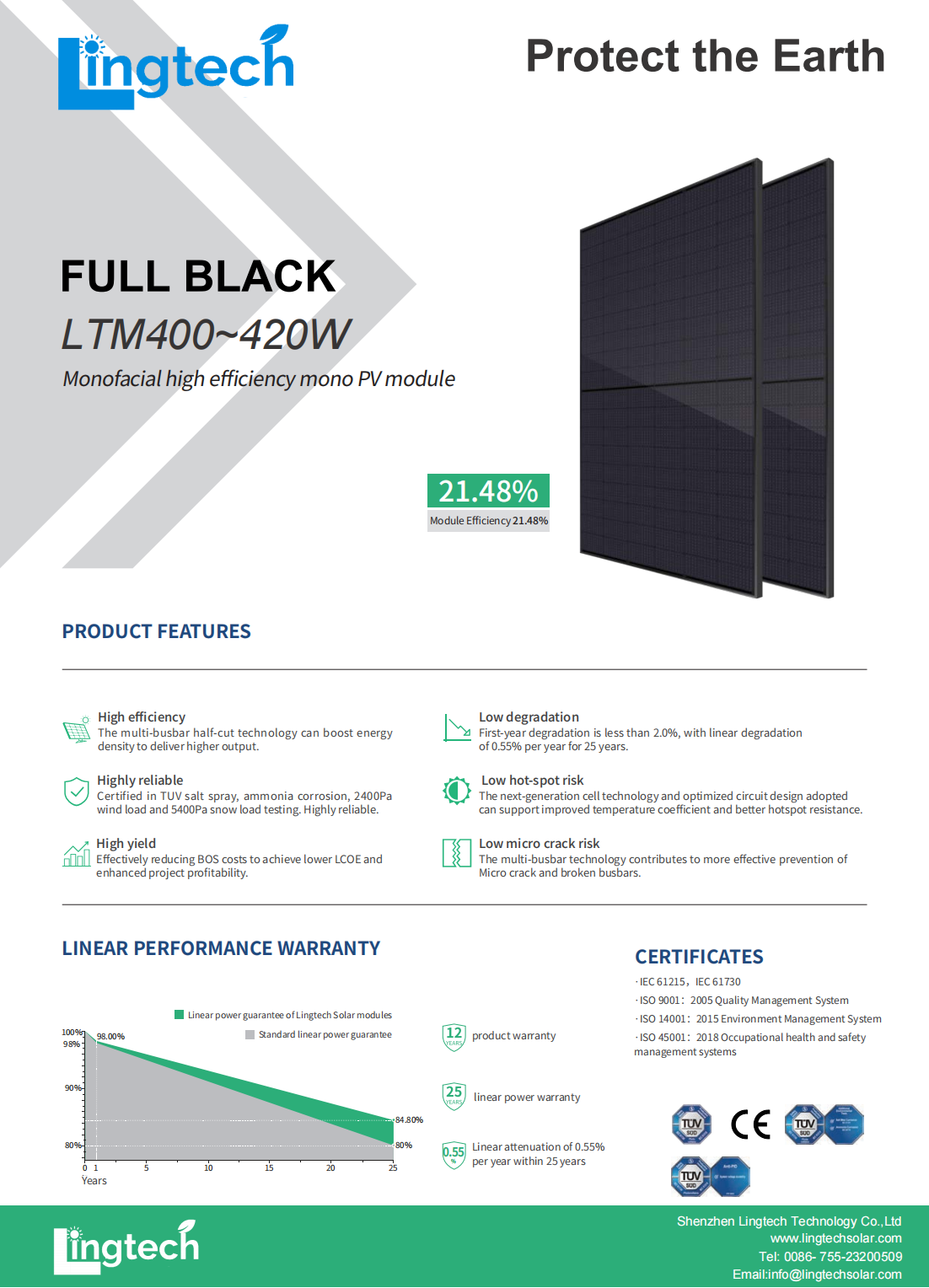 420W full black solar module technical data